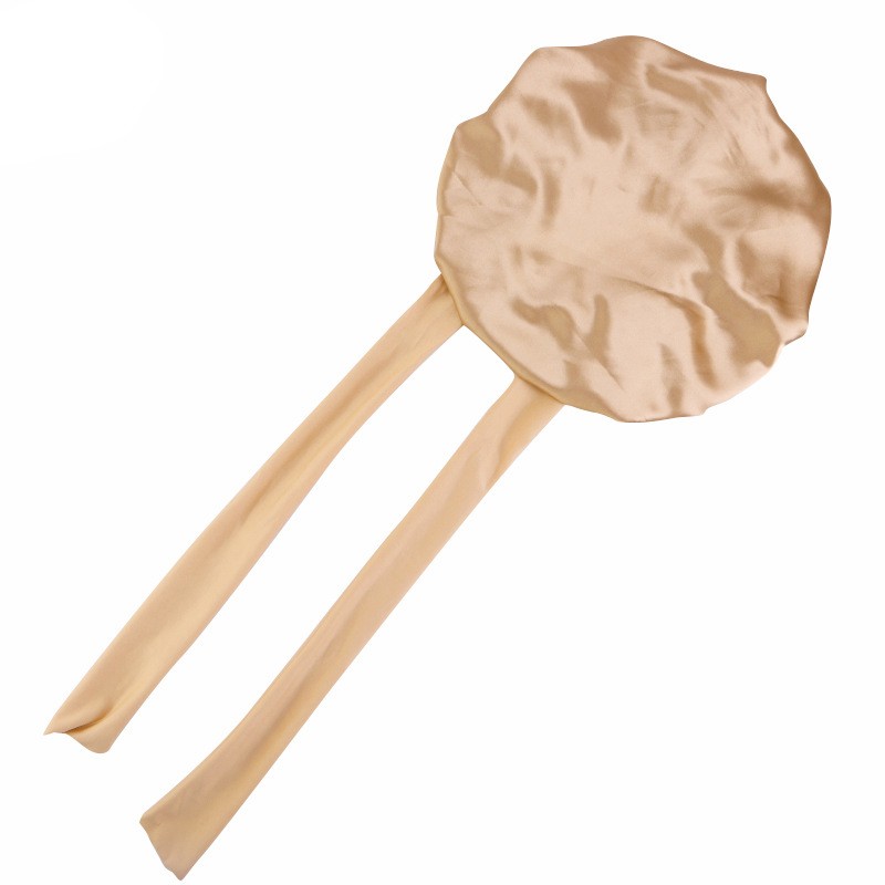 Large Satin Bonnet Manufacturer - Silk Sleeping Cap Elastic Tie Band Women Natural Curly Hair Shower Cap