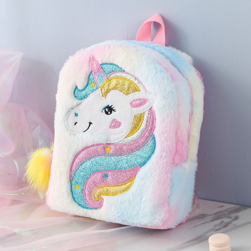 Toddler Backpack Manufacturer - Cute Girls Plush Unicorn Preschool Bag Travel Bags for Little Girls
