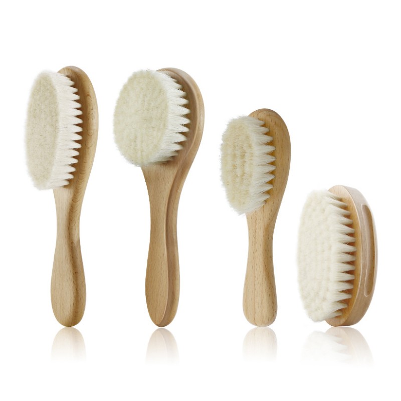 Baby Hair Brush Manufacturer - Soft Wool Wooden Bath Brush Clean Hair Body Infant Wash Care Tool