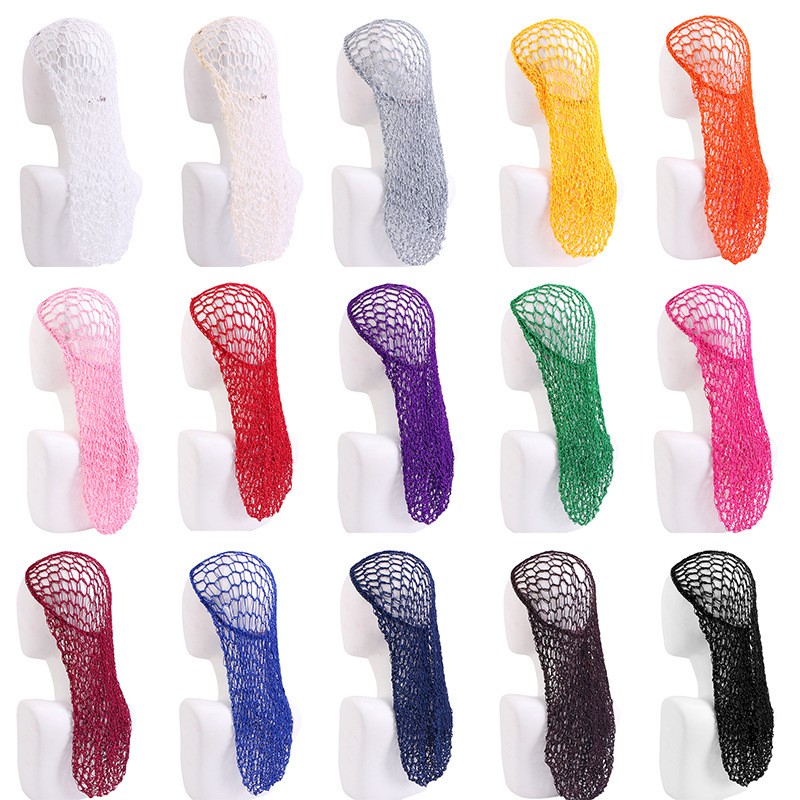 Crochet Hair Net Manufacturer - Large Mesh Rayon Knit Hat Women Hairnet Sleeping Cap Curly Hair Wraps
