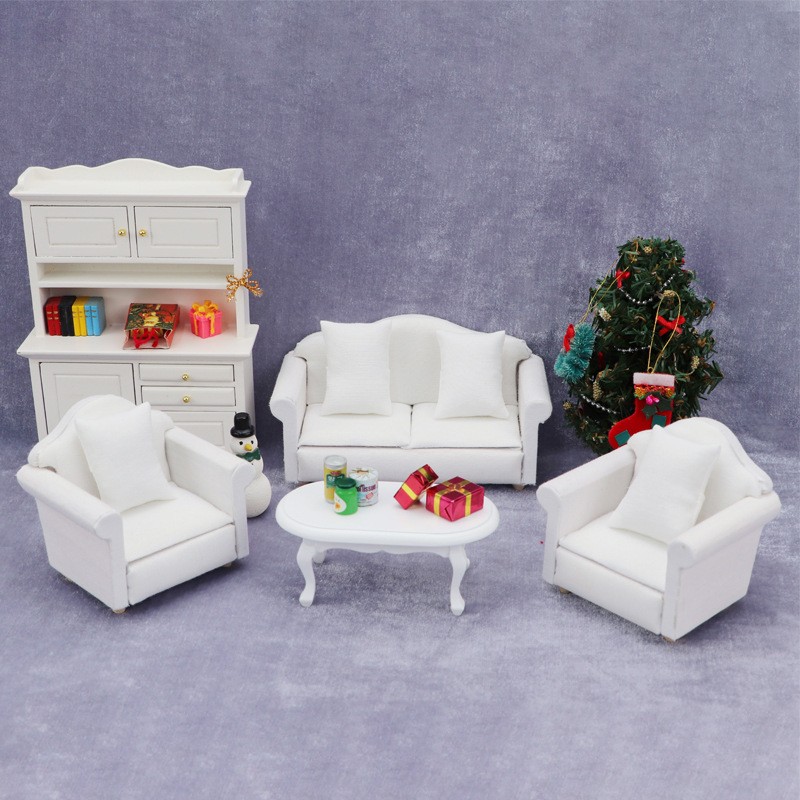 Dollhouse Couch Manufacturer - 1:12 Scale DIY Miniature Sofa Armchair with Pillow Wooden Chair Furniture Accessories
