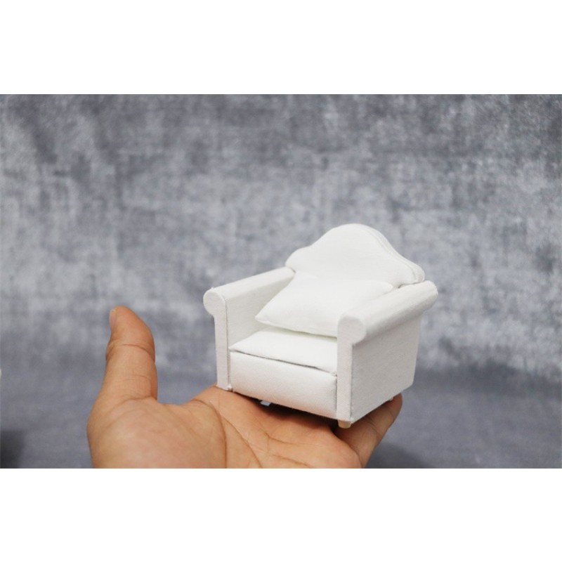 Dollhouse Couch Manufacturer - 1:12 Scale DIY Miniature Sofa Armchair with Pillow Wooden Chair Furniture Accessories