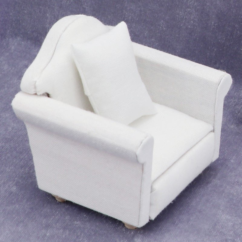 Dollhouse Couch Manufacturer - 1:12 Scale DIY Miniature Sofa Armchair with Pillow Wooden Chair Furniture Accessories