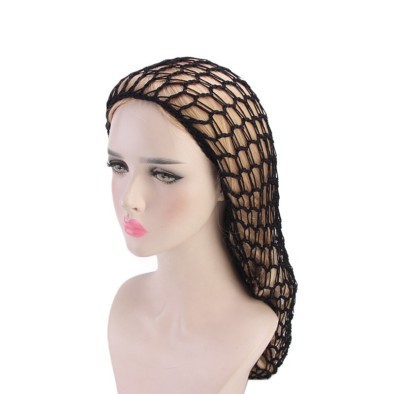 Crochet Hair Net Manufacturer - Large Mesh Rayon Knit Hat Women Hairnet Sleeping Cap Curly Hair Wraps