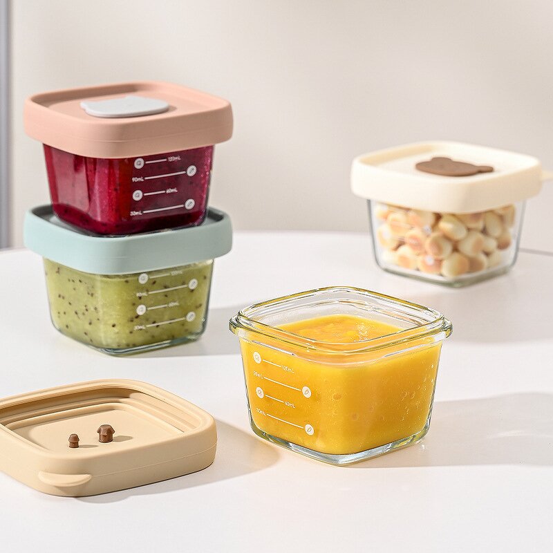 Baby Food Bowl - Silicone Lid Glass