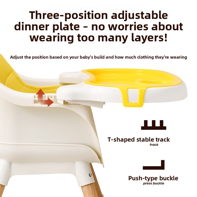 Children High Chair - Non-slip Wheels
