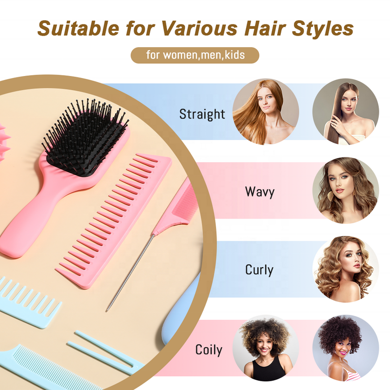 Hair Brush Set - 13pcs Professional Comb