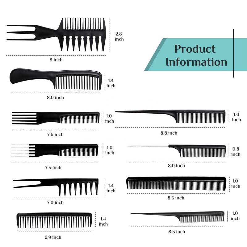 Barber Comb - 10pcs Professional Styling