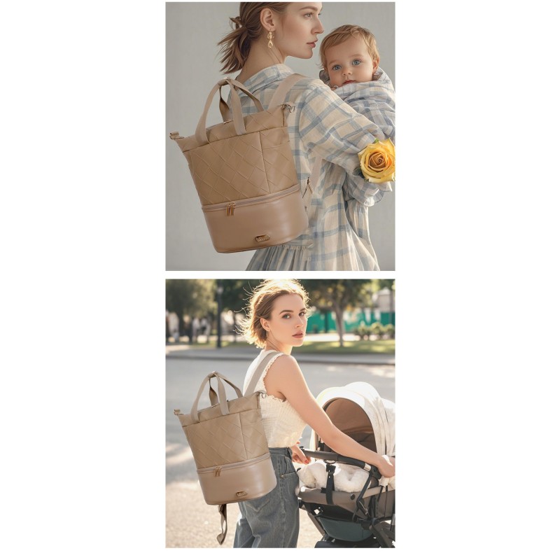 Quilted Maternity Backpack Supplier - OEM Waterproof Diaper Bag with Pocket