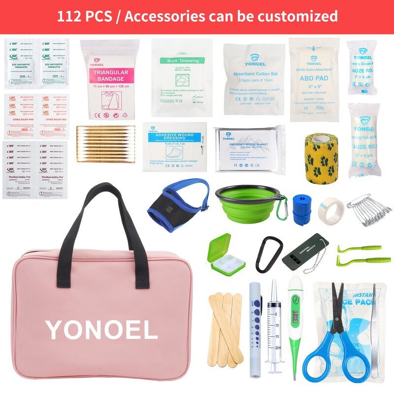 Pet Emergency Kit - 112 PCS Pink