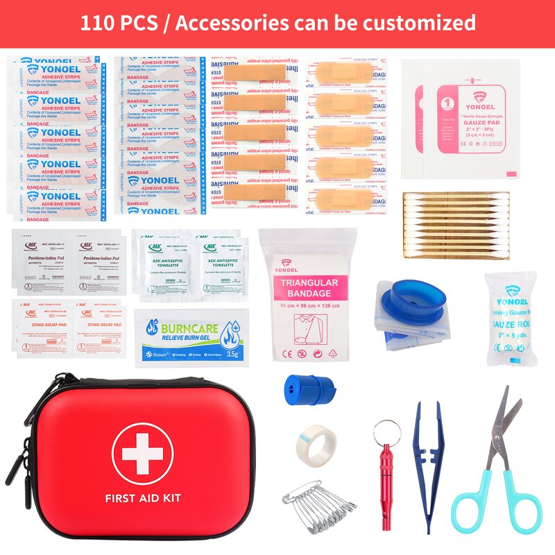 Mini First Aid Kit - 110 Items Portable