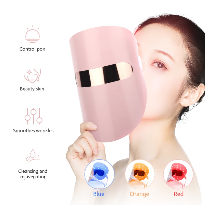Facial Photon Therapy LED Mask 3 Color Red Light LED Face Mask for Female Face Mask