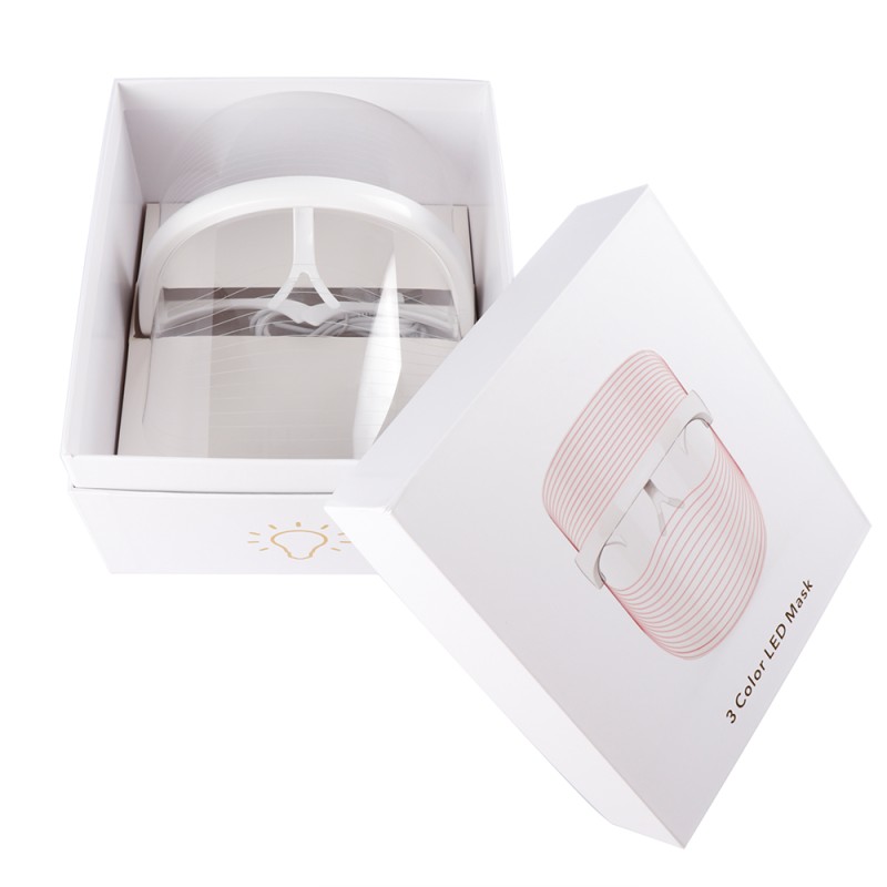 No Plug Rechargeable Facial Skin Care Light Beauty Therapy 3 Color LED Face Mask With Battery