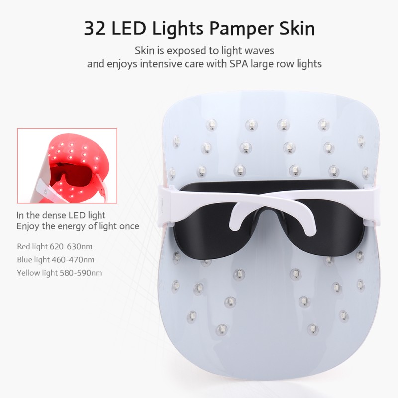 Facial Photon Therapy LED Mask 3 Color Red Light LED Face Mask for Female Face Mask