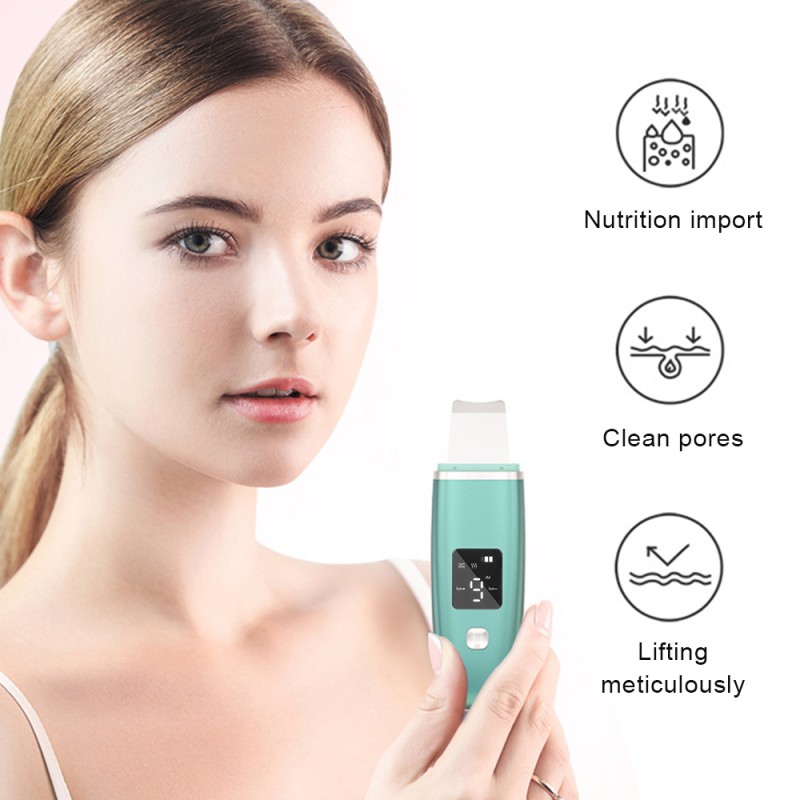 2021 New Portable Waterproof Professional Microcurrent Sonic Facial Cavitation Peeling Ultrasonic Skin Scrubber