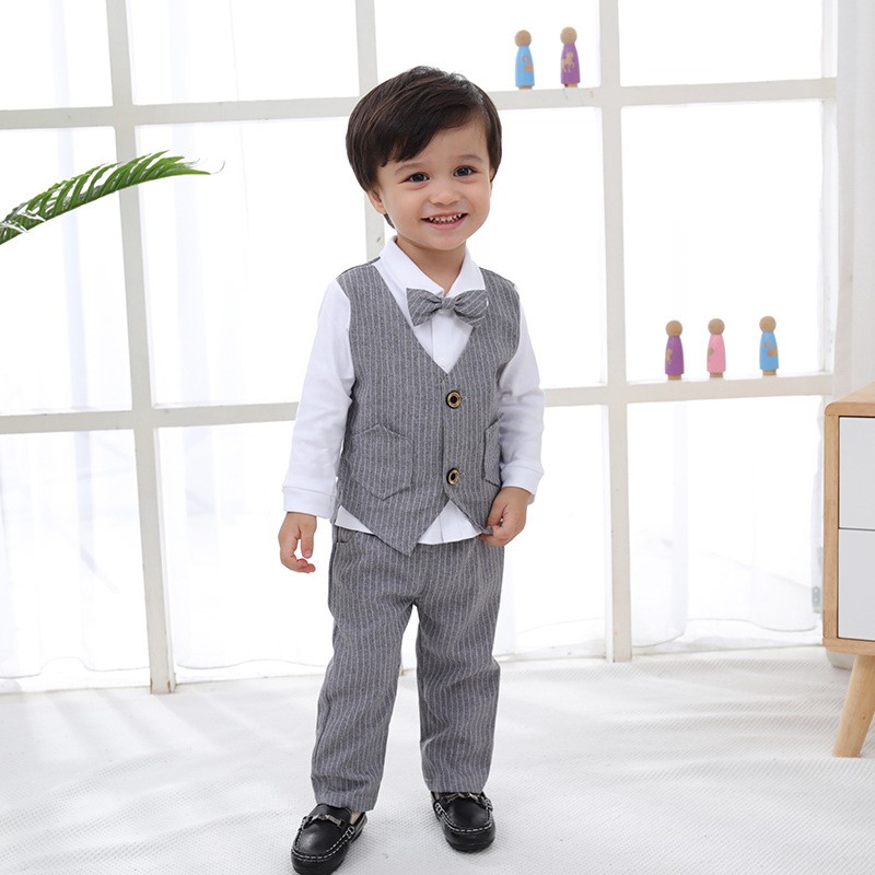 Boy Suit Set - 2 Piece Shirt Bow Tie