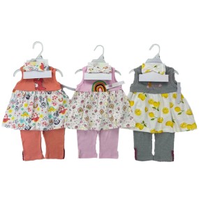 Baby Girl Set - 3 Piece Cotton