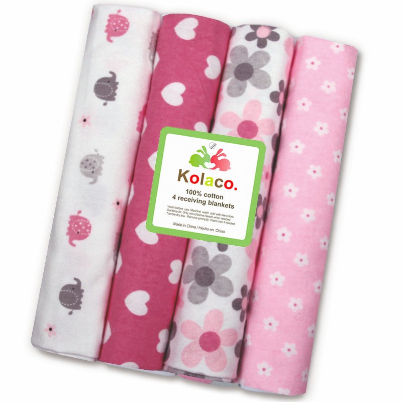 Baby Blanket Set - 4 Piece Flannel Cotton