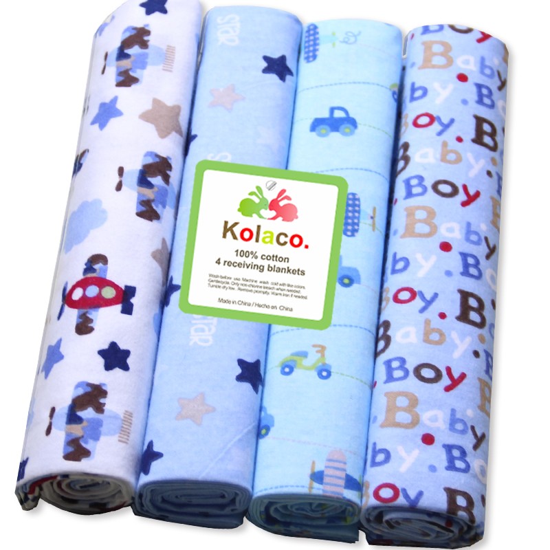 Baby Blanket Set - 4 Piece Flannel Cotton