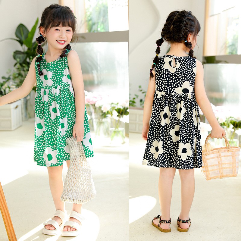 Baby Dress - Sleeveless Cotton Flower Summer