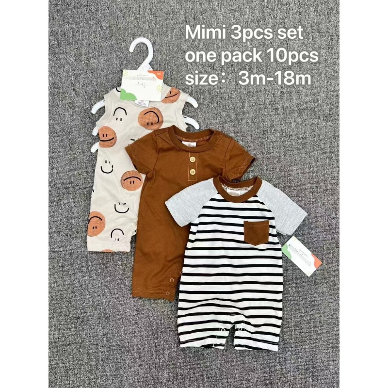 Baby Romper Set - 3 Piece Short Sleeve