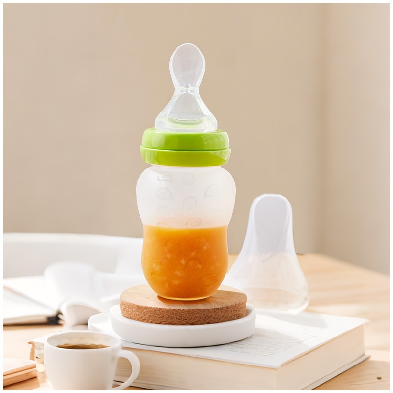 Squeeze Feeding Bottle - Silicone with Spoon