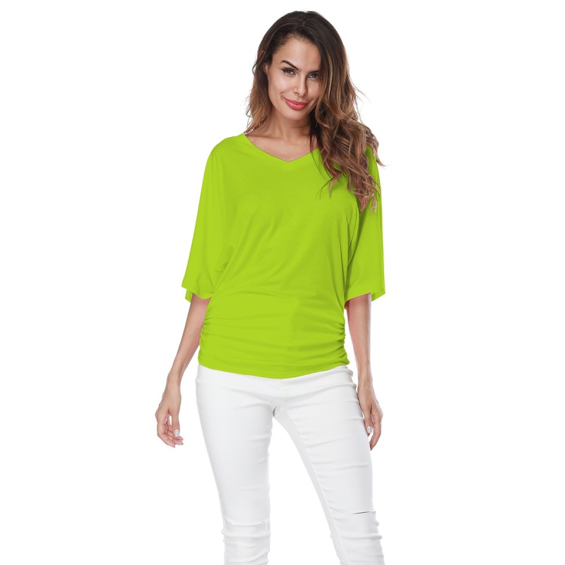 Plus Size T-shirt - Batwing Sleeve V-neck