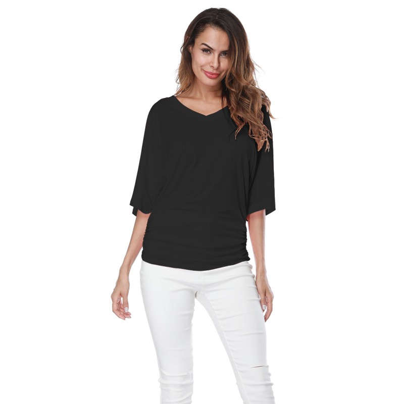 Plus Size T-shirt - Batwing Sleeve V-neck