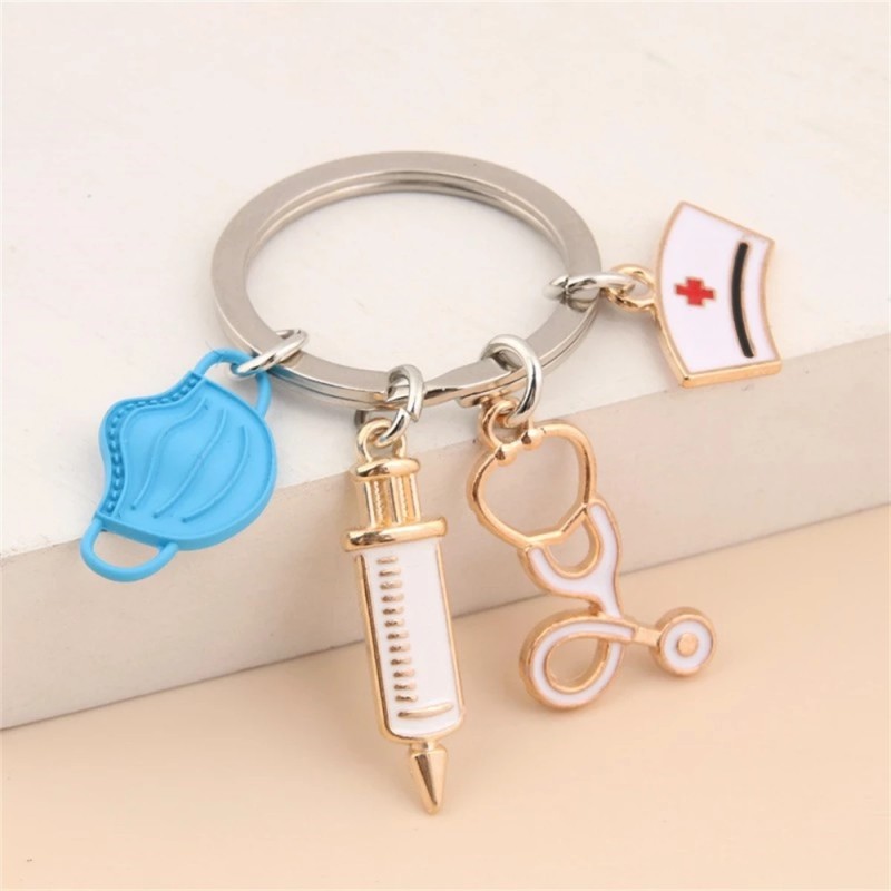 Medical Keychain - Stethoscope Syringe Symbol