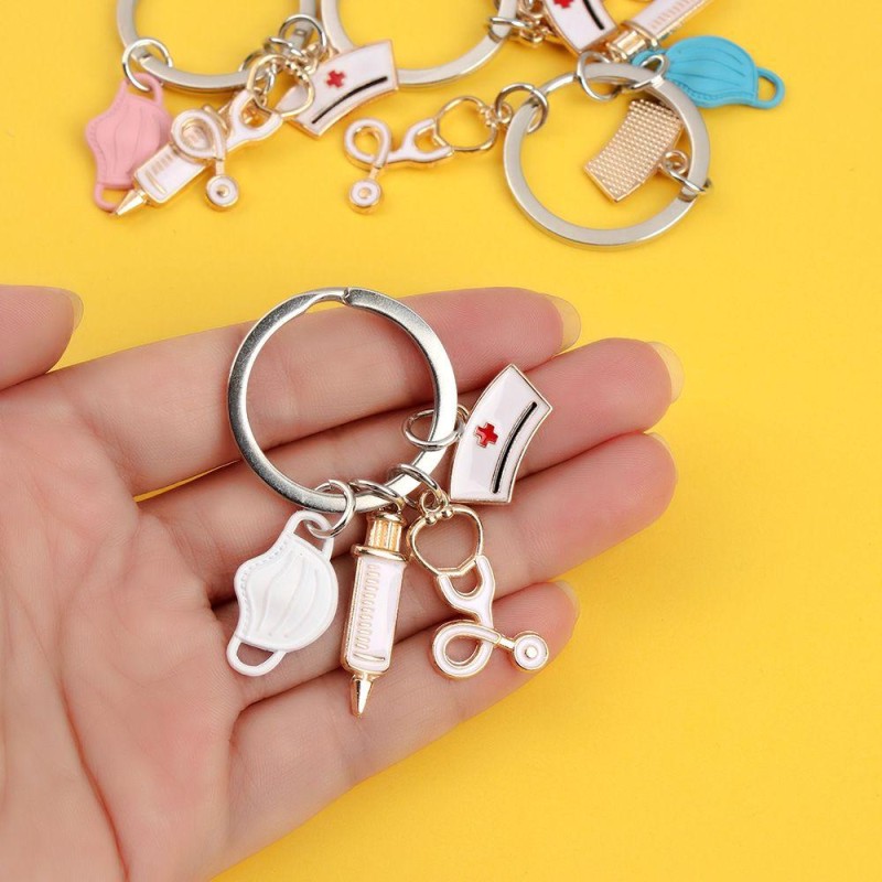 Medical Keychain - Stethoscope Syringe Symbol