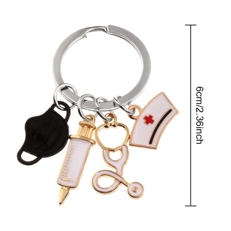 Medical Keychain - Stethoscope Syringe Symbol