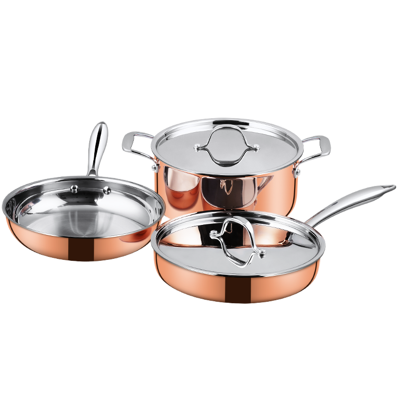 Rose Gold Stainless Steel Fry Pan Supplier - OEM All Clad Triply Heavy Duty Luxury