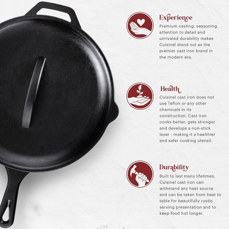 Cast Iron Skillet Set Supplier - OEM 12inch Pre Seasoned with Lid Handle Holders