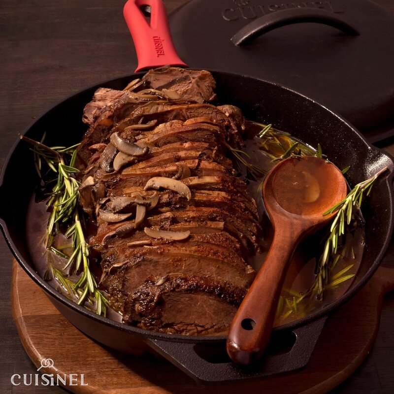 Cast Iron Skillet Set Supplier - OEM 12inch Pre Seasoned with Lid Handle Holders