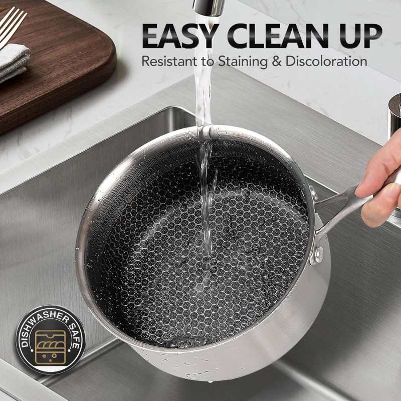 Hybrid Saucepan Supplier - OEM Triply Stainless Steel Honeycomb Nonstick