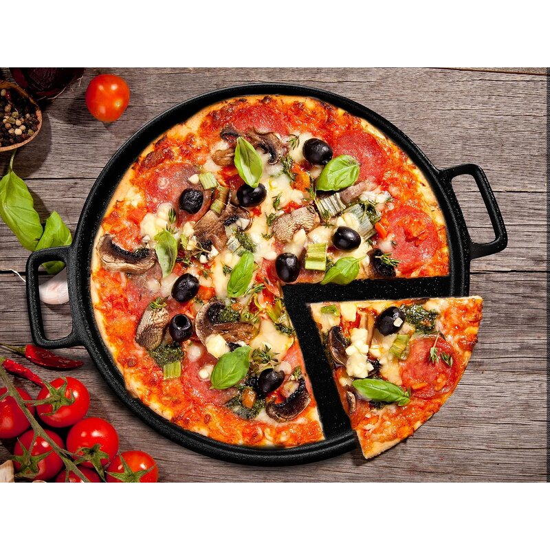 Cast Iron Pizza Pan Manufacturer - OEM 14Inch Baking Pan for Oven Stovetop