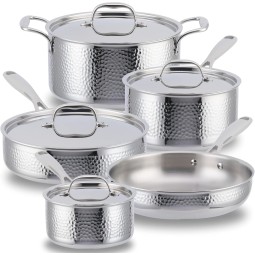 Premium Stainless Steel Cookware Set Supplier - OEM 9 PCS TriPly Hammered Set