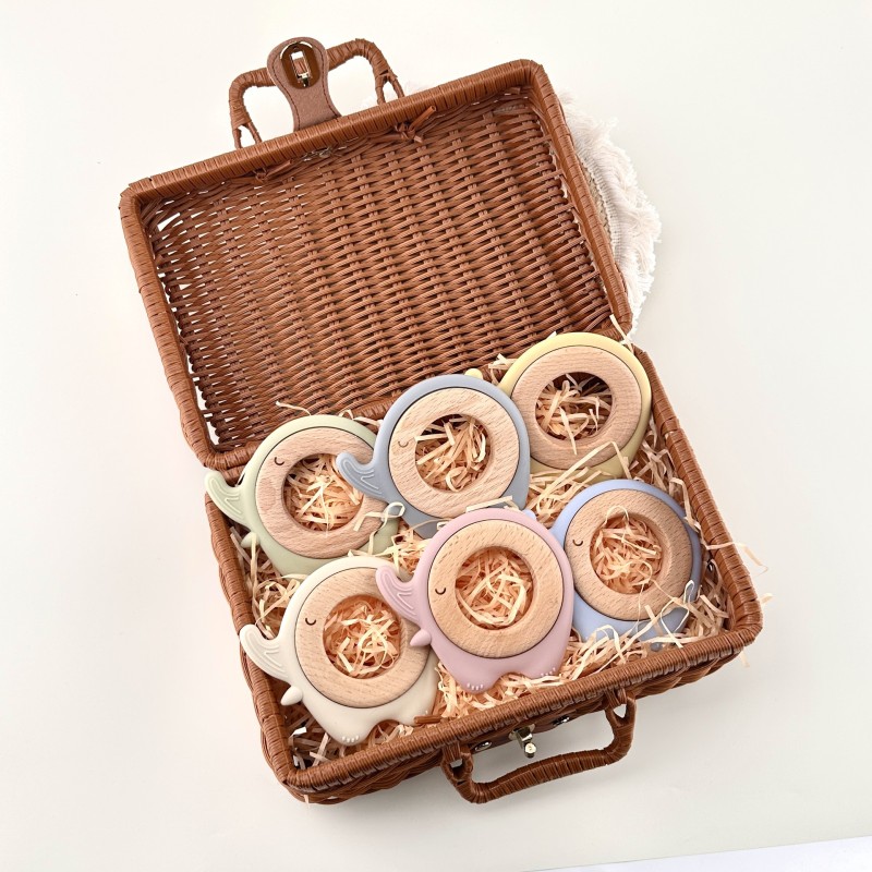 Silicone Sensory Teether Manufacturer - OEM BPA Free with Wood for Newborns