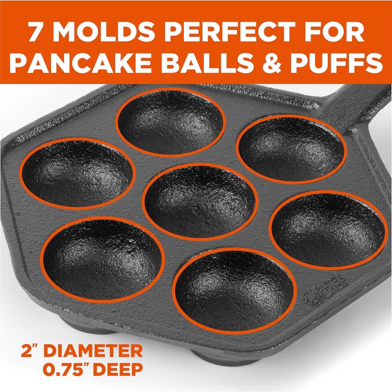 Cast Iron Aebleskiver Pan Supplier - OEM Commercial Pre seasoned for Pancake Balls