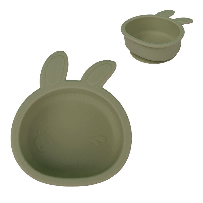Silicone Suction Plate Set Supplier - OEM Rabbit Shape Divided Dinnerware