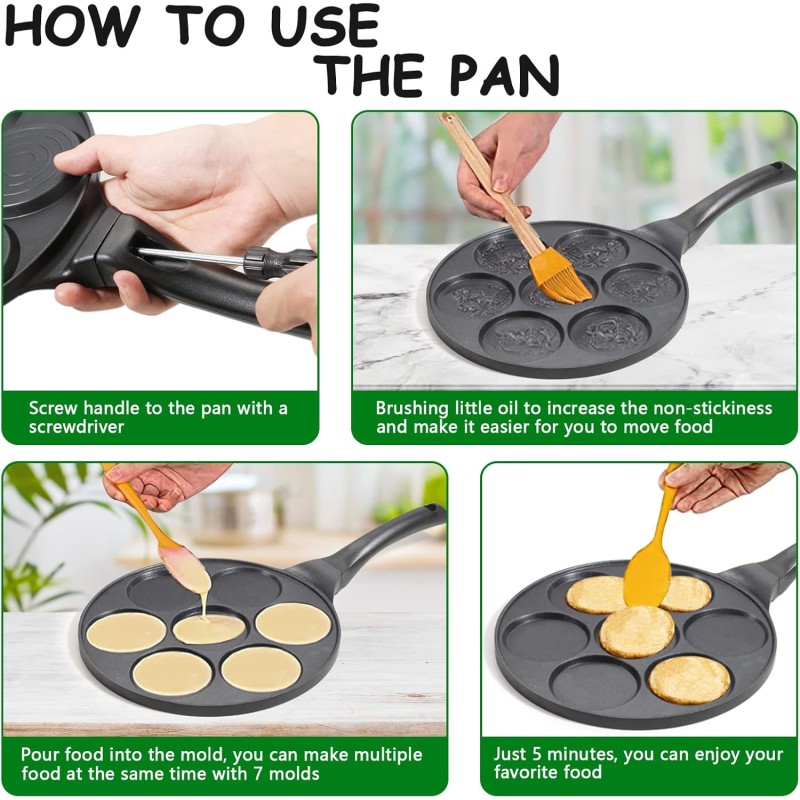 Cast Aluminum Pancake Pan Manufacturer - OEM Nonstick with 7 Molds PFOA Free