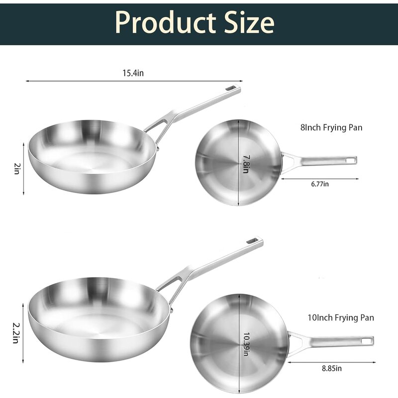 Tri-Ply Frying Pan Set Supplier - OEM 8In 10In Skillet Set Induction Ready