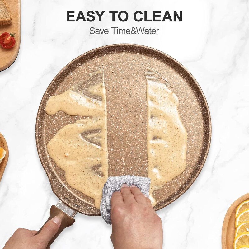 Aluminum Crepe Pan Supplier - OEM 11Inch Granite Coating Flat Skillet