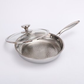 Hybrid Stainless Steel Skillet Supplier - OEM 12Inch Hammered Shaped with Lid