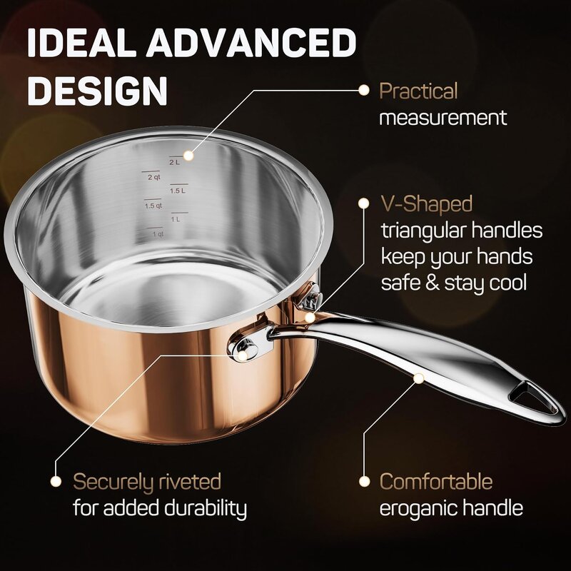 Rose Gold Cookware Set Supplier - OEM 5 Piece All Clad Stainless Steel Luxury
