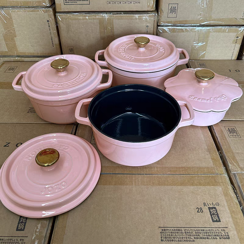 Enameled Cast Iron Dutch Oven Manufacturer - OEM Pink Casserole Set Oven Safe