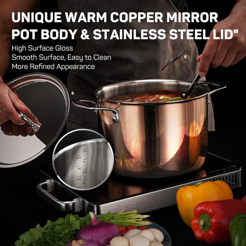 Rose Gold Stainless Steel Saucepan Manufacturer - OEM Clad Triply with Lid 1810