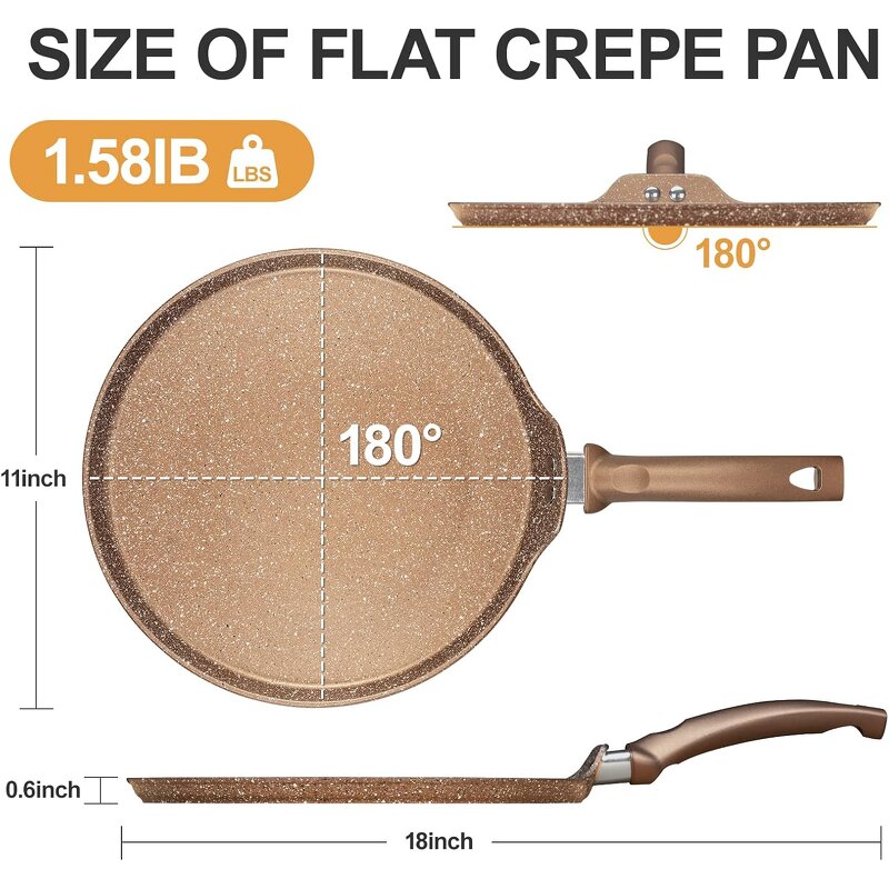 Aluminum Crepe Pan Supplier - OEM 11Inch Granite Coating Flat Skillet