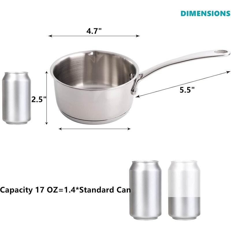 Stainless Steel Butter Warmer Supplier - OEM 0.5 QT Dual Pour Spouts Milk Pot