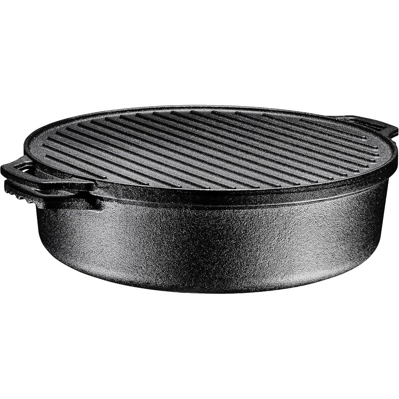 Pre Seasoned Cast Iron Dutch Oven Supplier - OEM 3 in 1 with Reversible Grill Lid